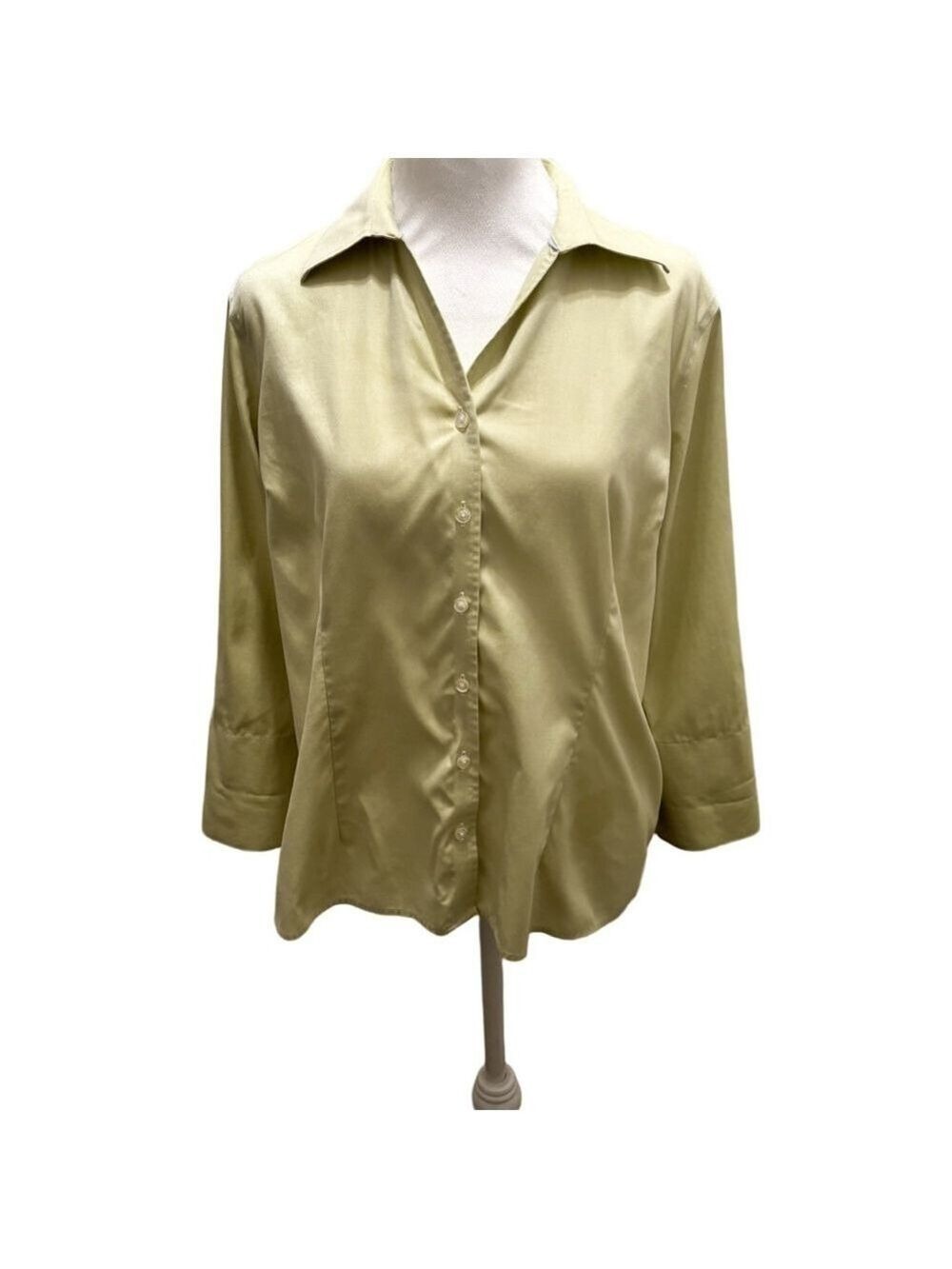 Women's Lands' End No Iron Pinpoint Oxford Button Down Shirt 16P Light Green - Picture 2 of 7